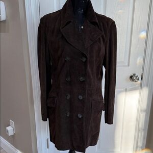 Vintage Jim & Marylou brown suede double-breasted coat